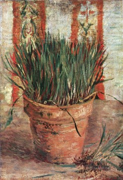 Blumentopf mit Schnittlauch Vincent van Gogh Ölgemälde